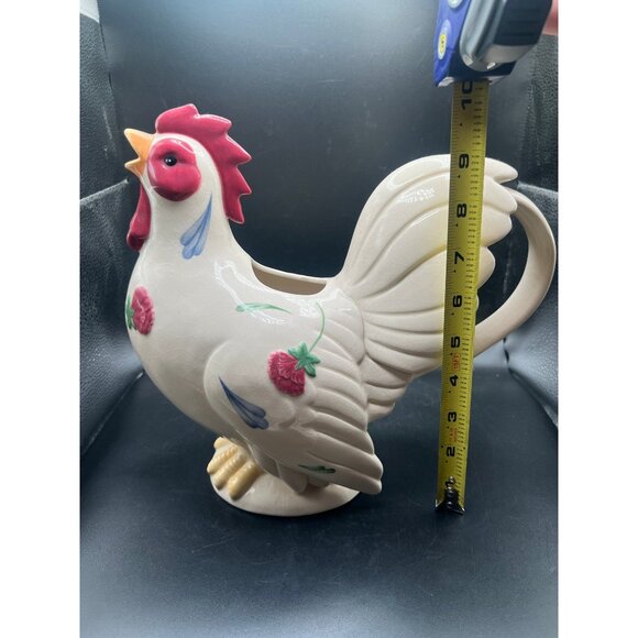 Lenox Ceramic Poppies On Blue Pitcher 10" Tall - Picture 7 of 8